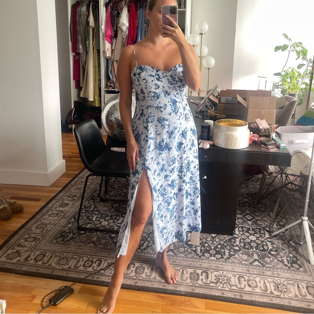 Abercrombie blue floral dress NWT